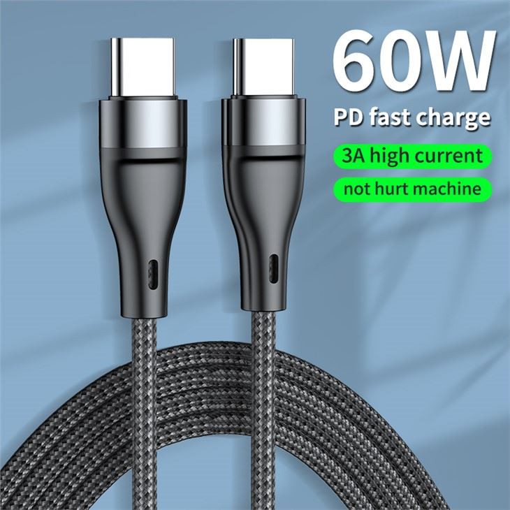 Conector de carga rápida PD 60W Cable doble tipo C