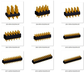 Conector pin Pogo con resorte de doble fila