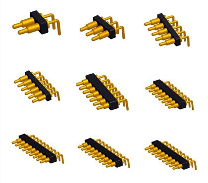 Conector pin Pogo de ángulo recto cargado por resorte